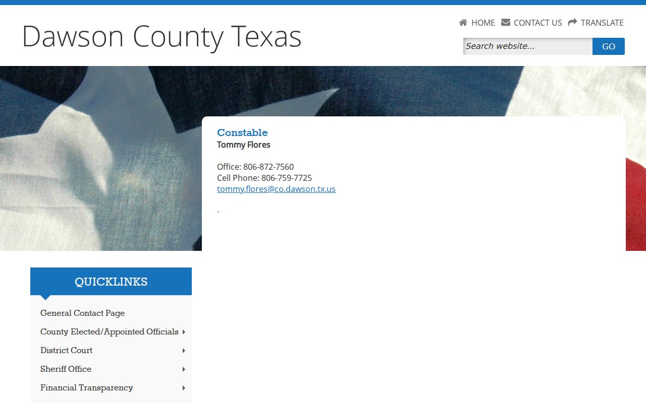 Dawson County Constable office and cell contact listing for warrant service routing