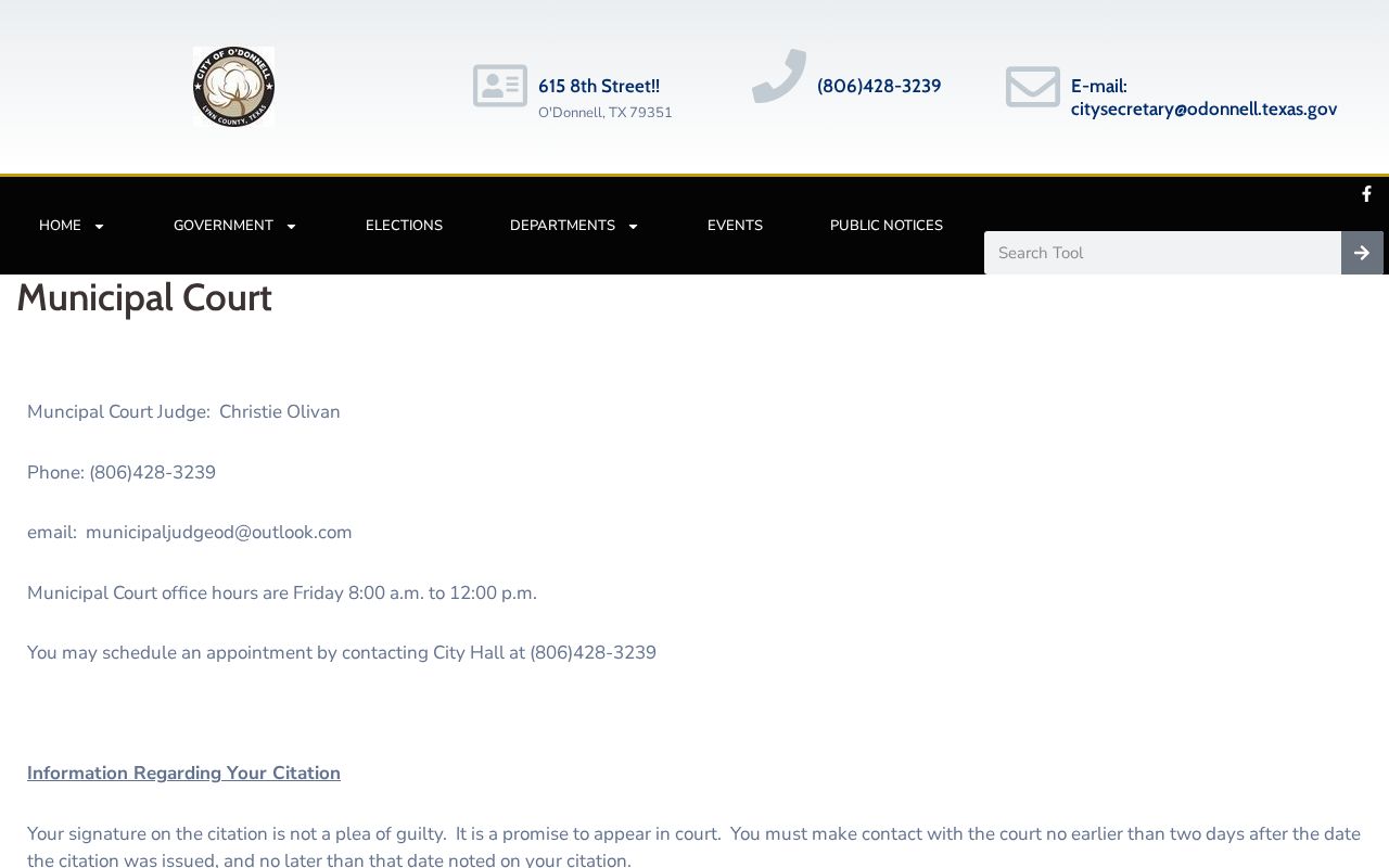 O'Donnell municipal court hours and citation instructions for warrant records